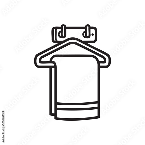 Simple line icon of a towel on a hanger isolated illustration