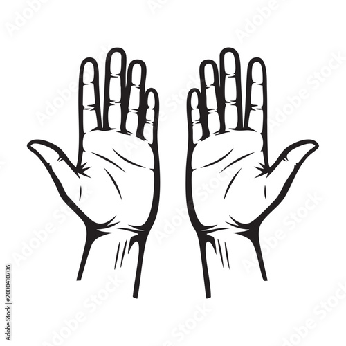 Two open hands showing four fingers each isolated illustration