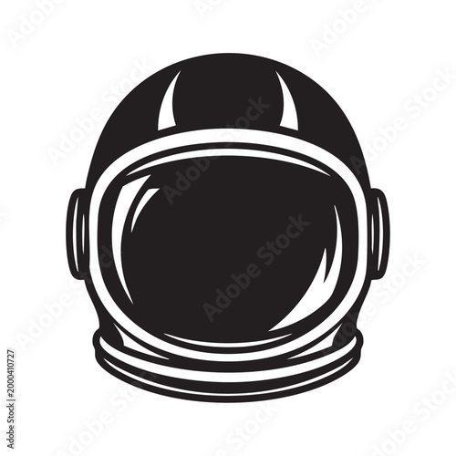 Vintage astronaut helmet illustration with reflective visor