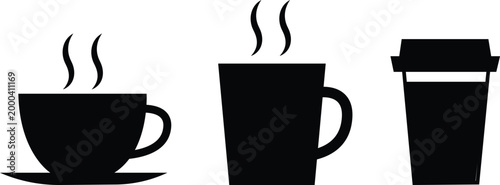 Coffee Cup Mug and Disposable Cup Icons illustration