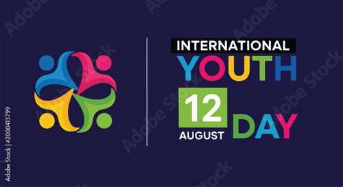 Colorful abstract design celebrating International Youth Day on August 12 with vibrant shapes and modern style