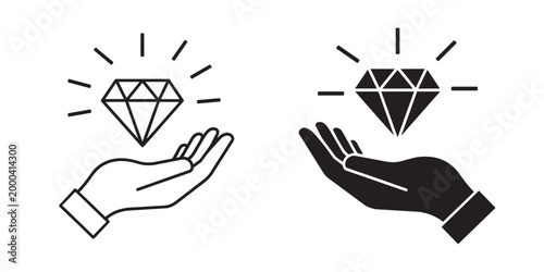 Hand Holding Diamond Icon for Premium Quality and Luxury Reward Branding
