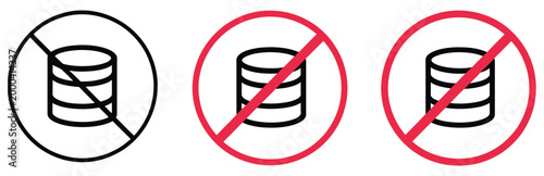 No cash sign vector graphic in simple flat style, clear prohibition symbol over currency icon representing cashless-only policy for stores, transport, and online services, ideal for signage