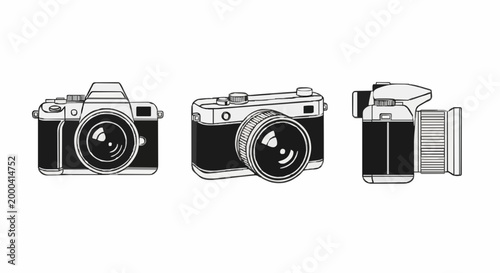 Technical drawing of cameras from different viewpoints and angles