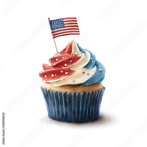 patriotic cupcake with american flag