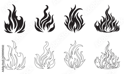Two fire icons, one filled and one outline, for representing heat or passion