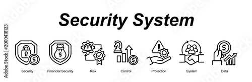 Security System banner web icon vector illustration concept with an icon of Security, Financial Security, Risk, Control, Protection, System, Data 