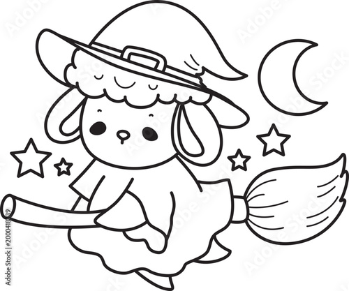 Coloring pages of Cute sheep hand drawn emotes icon
