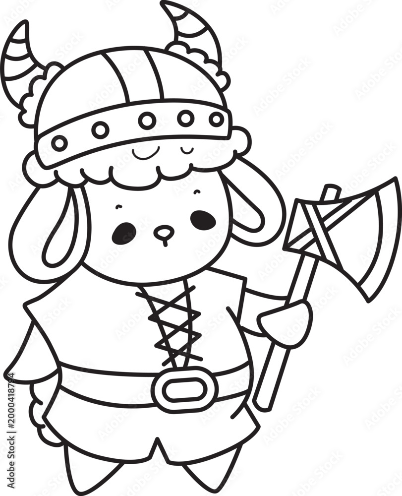Fototapeta premium Coloring pages of Cute sheep hand drawn emotes icon