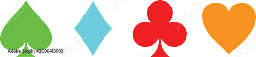 Colorful playing card suits symbols.