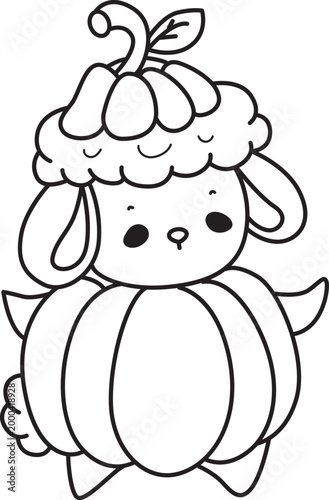 Coloring pages of Cute sheep hand drawn emotes icon