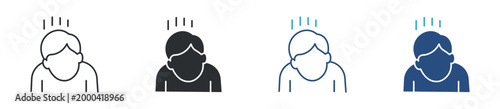 sick person icon set. illness symptom symbol. health condition, fatigue, medical issue concept. vector illustration.