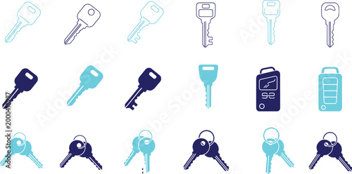 Various colored keys and keychains.