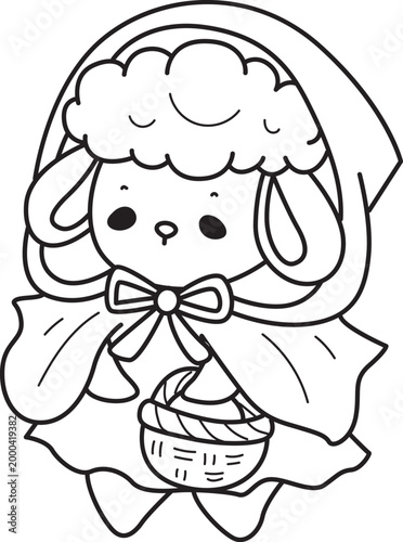 Coloring pages of Cute sheep hand drawn emotes icon