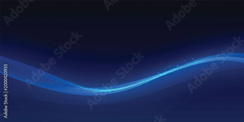 Fotografija A flowing digital wave of blue light and dark energy creates an abstract motion