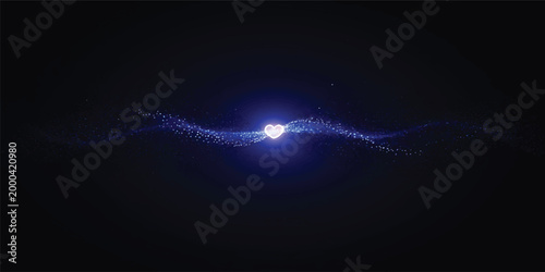 Glowing blue waves of digital light and dark energy create a motion texture background with flowing lines across a deep space backdrop
