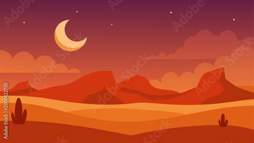 Silhouette of camel and rider under full moon in desert