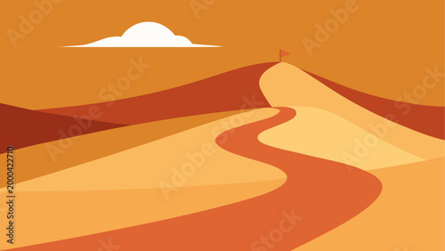 Desert landscape with full moon rising over sand dunes at night