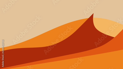 Orange sand dunes at sunset with warm glow