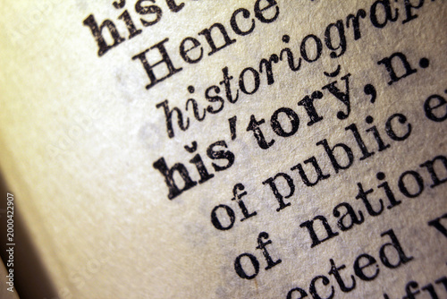 Word history on dictionary page, macro close up