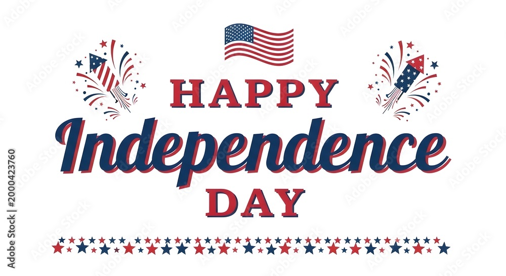 Obraz premium Happy independence day graphic isolated on white background