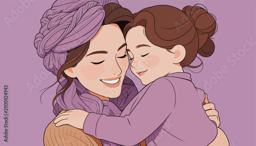 Warm and loving mother and daughter embracing together