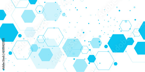 Science network pattern blue Hexagonal abstract background. Big Data Visualization structure elements . Health care and science medical pattern innovation. Template design with concept Dots and lines.
