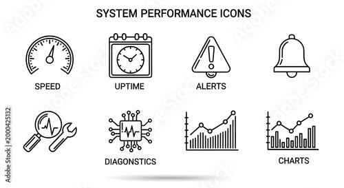 Digital System Performance Line Icons