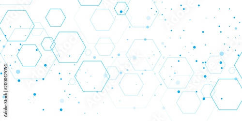 Science network pattern blue Hexagonal abstract background. Big Data Visualization structure elements . Health care and science medical pattern innovation. Template design with concept Dots and lines.