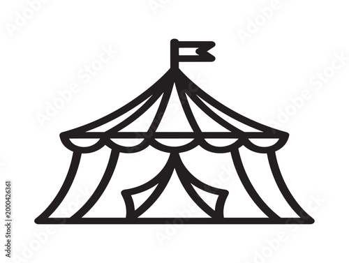 circus tent vector illustration with flag and striped awning design