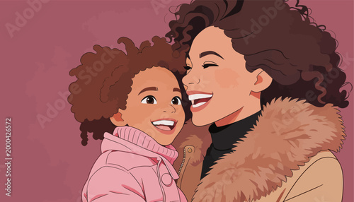 Warm Happy Moment Between Mother and Daughter