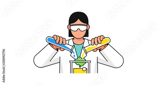 Scientist mixing chemicals in laboratory, science experiment, research, education, discovery