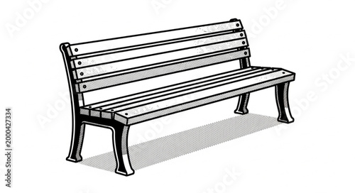 Vintage Park Bench Illustration Sketch.