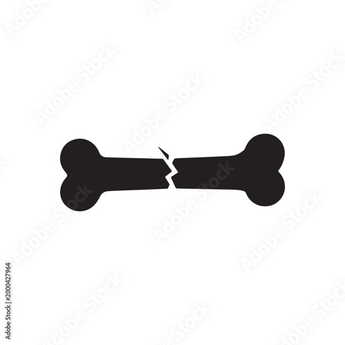 Bone fracture silhouette icon vector flat design