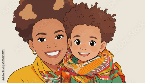 Warm Portrait of a Black Mother and Her Young Son