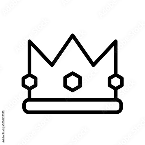 Royal crown with jewels, line vector icon