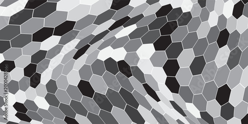Gray, black, white beehive background. Honeycomb, bees hive cells pattern. Bee honey shapes. Vector geometric seamless texture symbol. Hexagon, hexagonal raster, mosaic cell sign or icon.