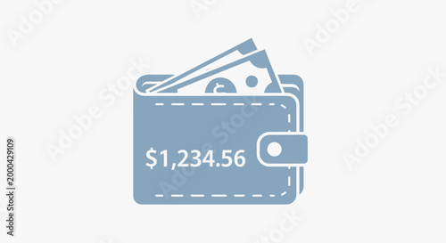 Flat vector wallet with cash illustration