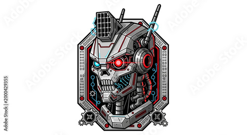 Futuristic Robot Head Vector Illustration