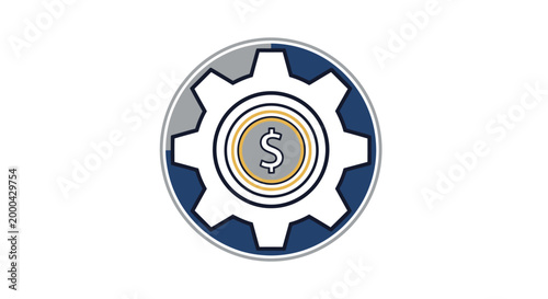 Gear with Dollar Sign Vector Illustration