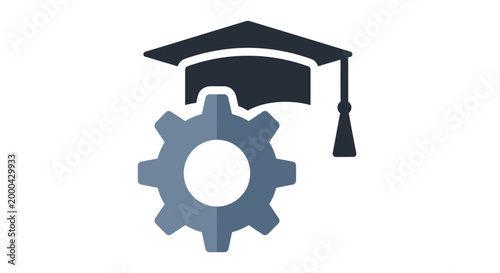 Graduation Cap and Gear Vector Illustration