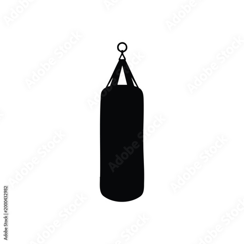 Boxing punch bag silhouette icon vector flat design.