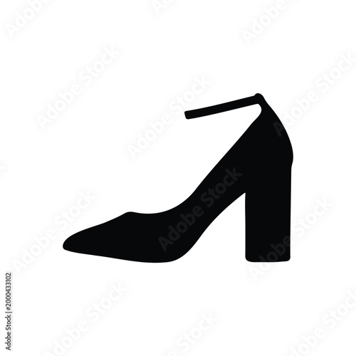 Block heel silhouette icon vector flat design.