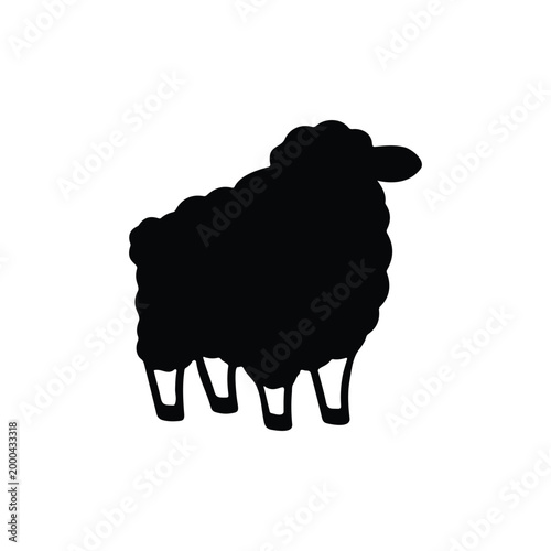 Cute sheep lamb silhouette icon vector flat design.