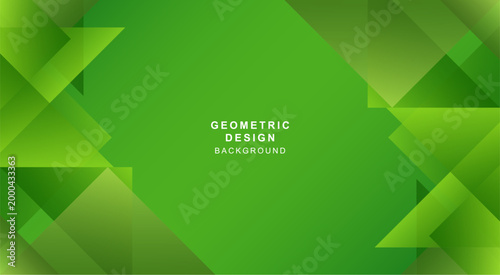 三角形で組み合わせた緑色の幾何学的な背景素材