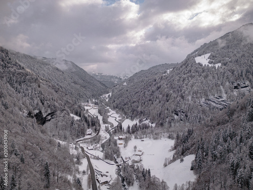Aerial pictures of French Alps with snow