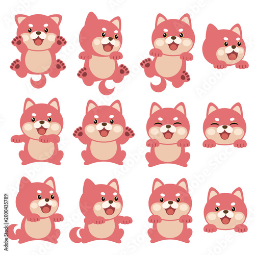 A collection of simple and cute dog images.,