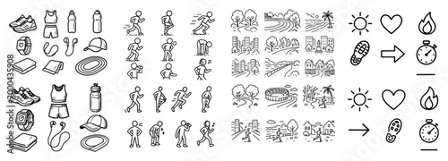 Fitness icons: running and gear essentials