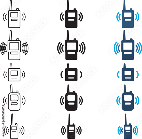 Walkie talkie icon. Portable radio communication symbol. Urgent, alert and safety sign. Wireless transmitter and receiver concept representing walkie-talkie, signal and guard.
