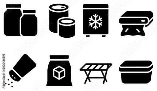 Pantry icons with jar can freezer minimal